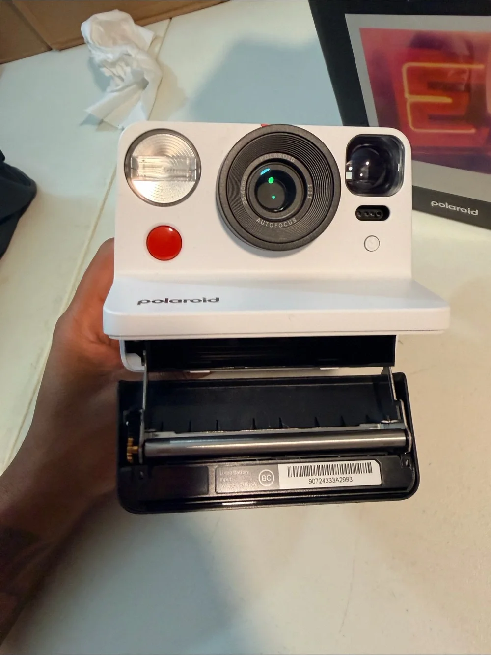 Polaroid Now Instant Camera - White with Red Accent